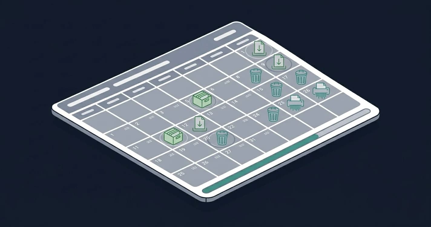 Retenção e descarte de dados: rotina mensal de compliance sem planilhas paralelas