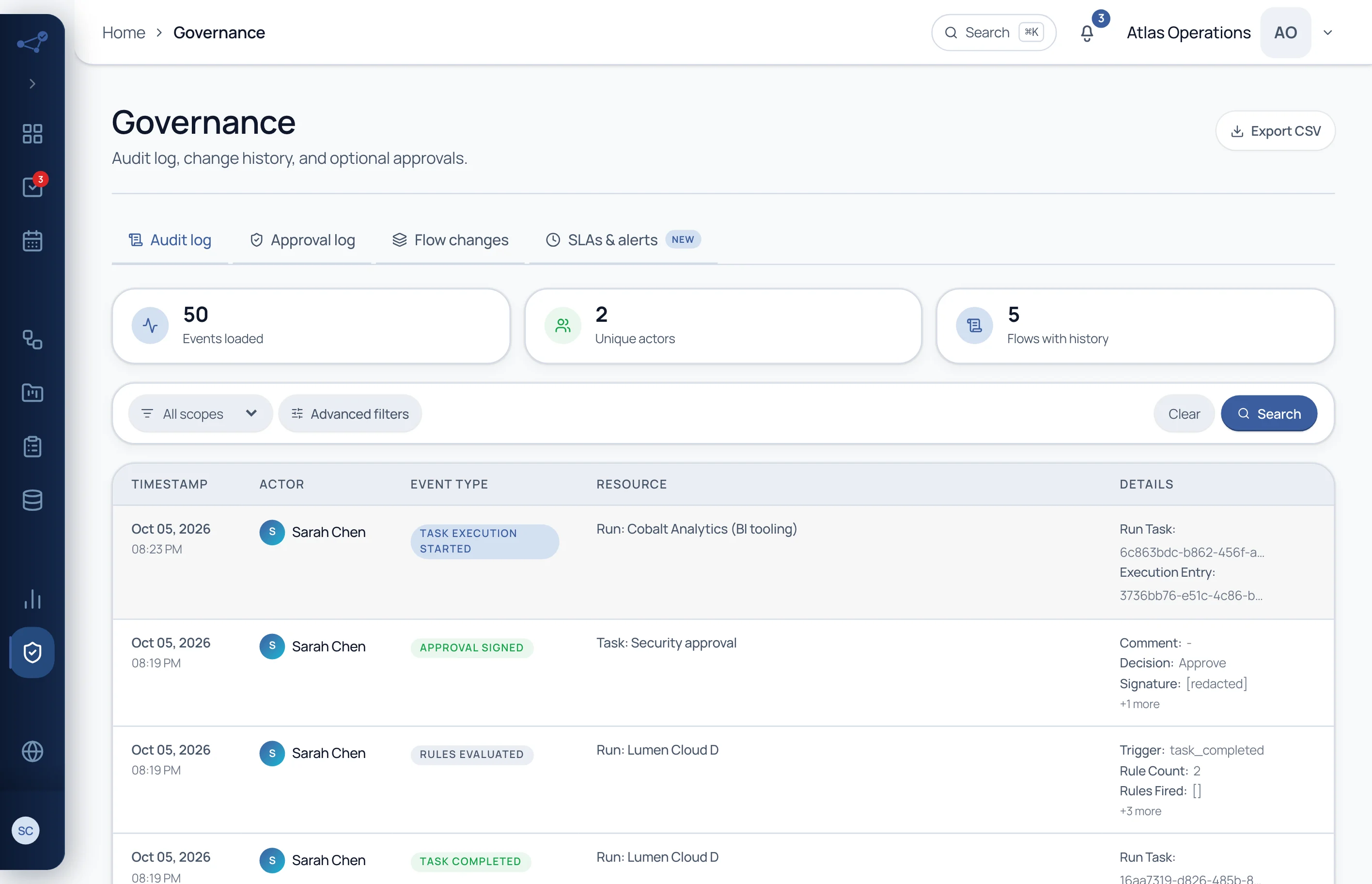 Governance with the audit log